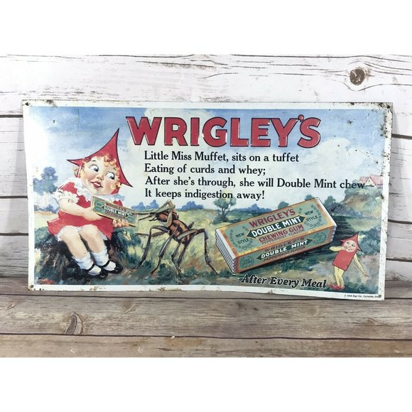 AAA Sign Co Other - Vintage Wrigley's Double Mint Gum Miss Muffet Thin Sign AAA Sign Co